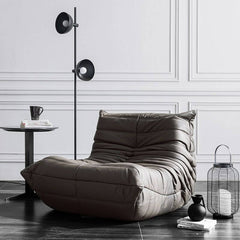 Stylish leather bean bag chair in black