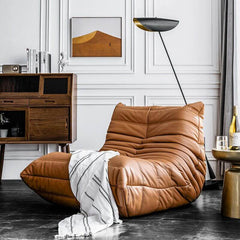 Orange antique leather beanie chair