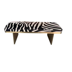 Striped Pattern Cotton Velvet Bench