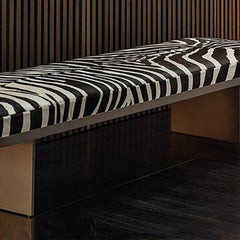 Striped Pattern Cotton Velvet Bench