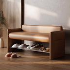 Midnight black and grey upholstered bench chair