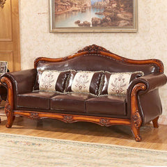 Antique tear resistant mocha floor sofa front view