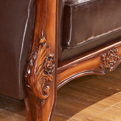 Elegant flared arm sofa on wooden floor