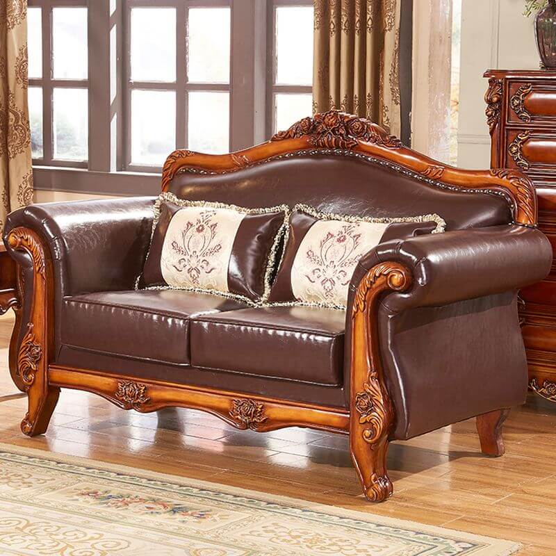 アンティーク風の耐裂性モカフロアソファ/シングルソファ、フレアアームと3/1のクッション付き サブ画像