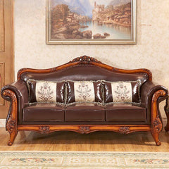 Antique tear resistant mocha floor sofa front view