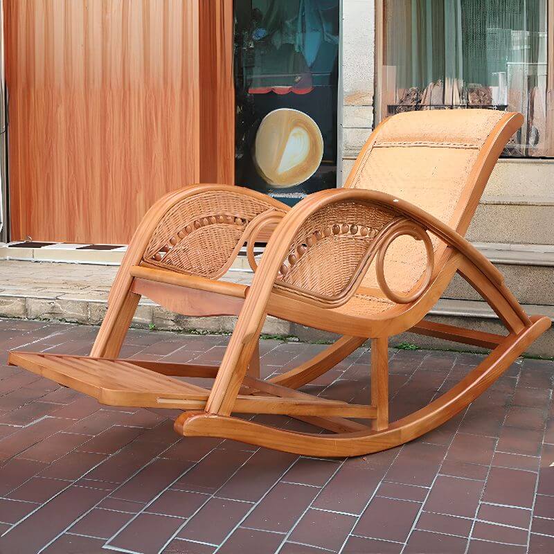 Art Deco Cane Front Porch Rocking Chair in Orange