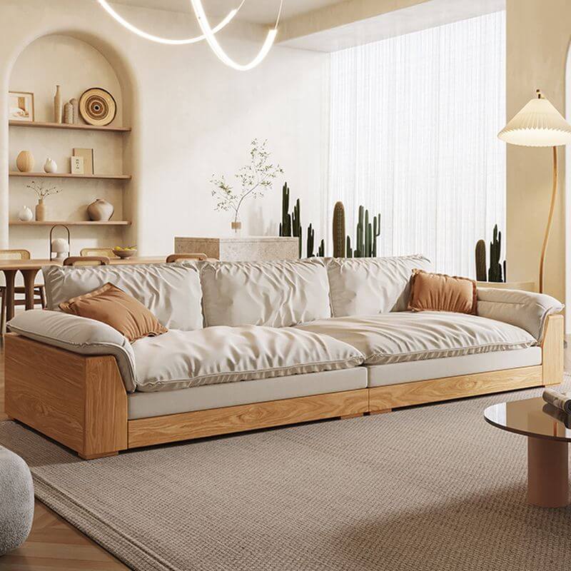 アールデコ チョーク ソリッドカラー フロアソファ 4/3人用/2人用座席 ピロートップアーム付き サブ画像