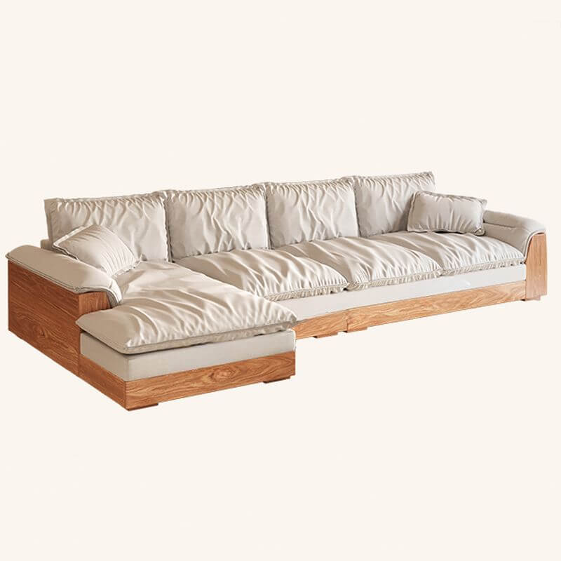 أريكة أرضية طراز آرت ديكو بلون طباشيري صلب لمقاعد 4/3 أشخاص/مقعدين مع مساند وسائد علوية Secondary image