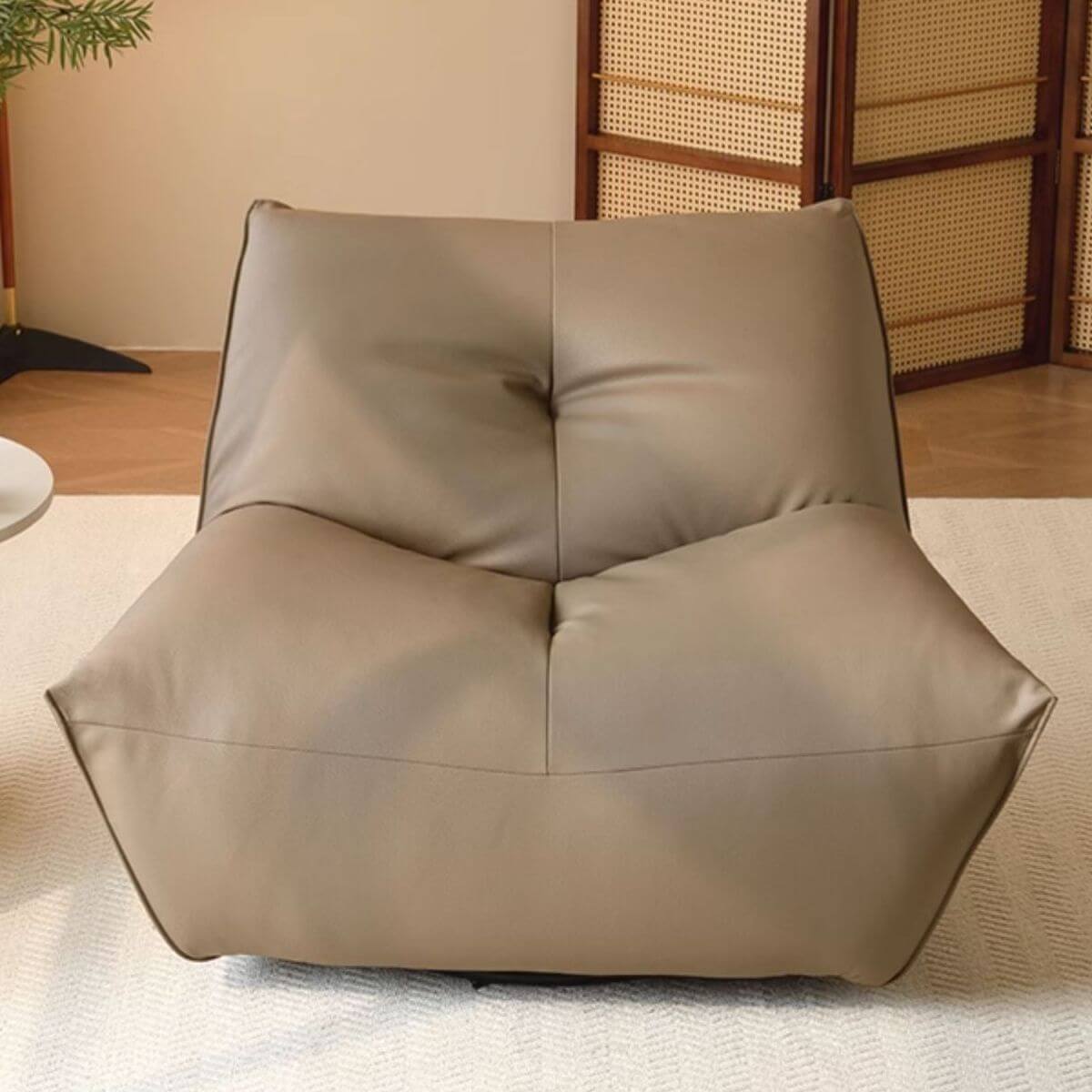 Rotating leather chair with a fixed back