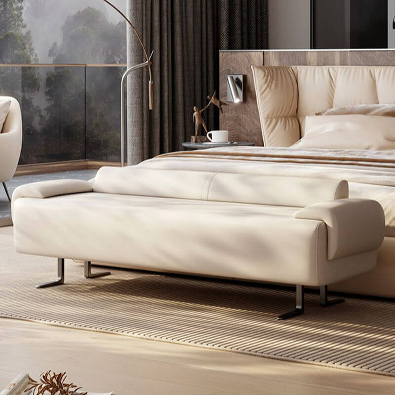 Art Deco upholstered bedroom bench in gray color Image principale du produit