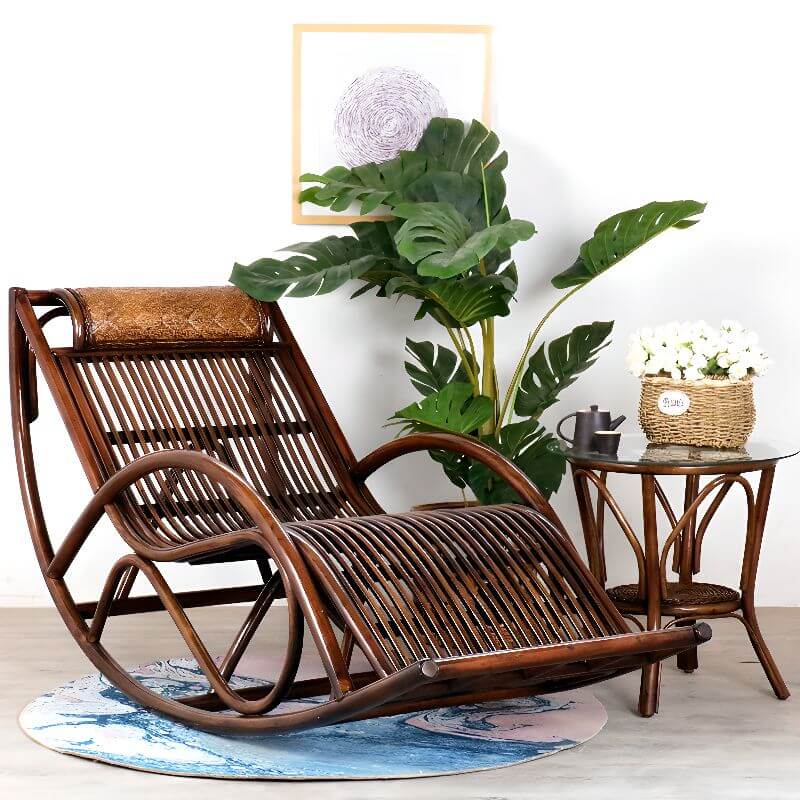 Art Deco Natural Wood Rocking Armchair in Cherry Wood Image principale du produit