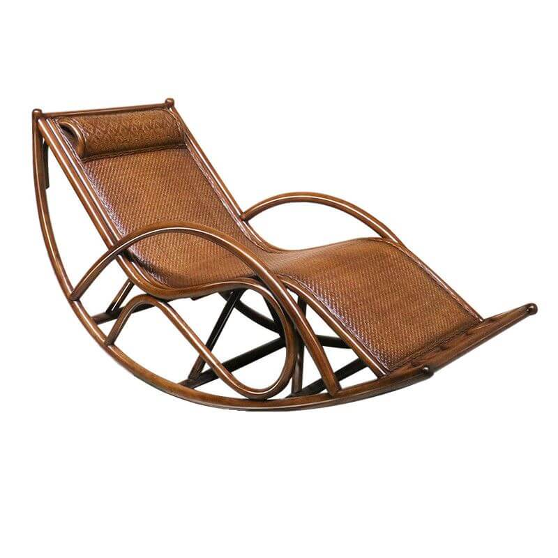 Natural Wood Rocking Armchair with Track Arms