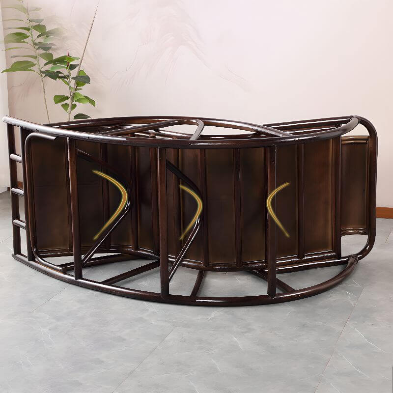 Fauteuil à Bascule en Bois Naturel Art Deco avec Accoudoirs en Rail Image secondaire du produit