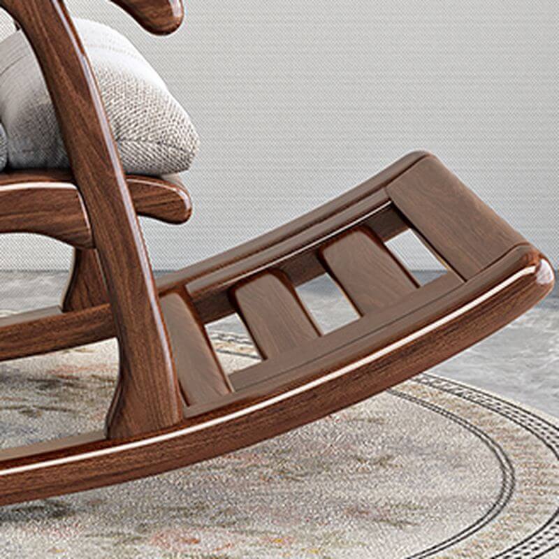 Chalk/Auburn Ergonomic Rocking Reading Chair with Solid Wood Frame