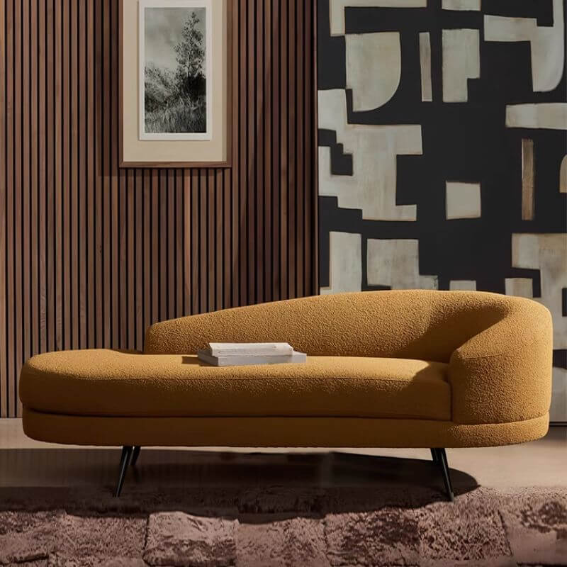 Art Deco Solid Color Left-Arm Chaise Chair front view Main image