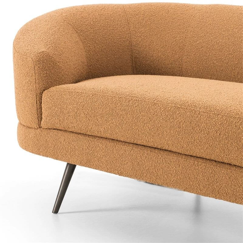 Close-up of the solid color upholstery on left-arm chaise