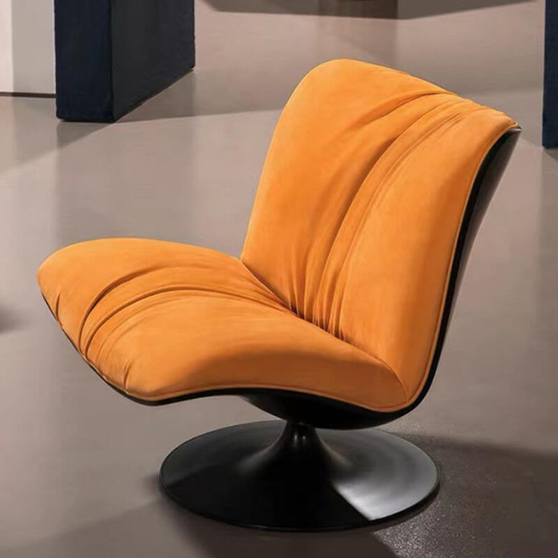 アールデコソリッドカラーラウンジチェア（固定背もたれ、回転する丸いベース、リクライニング機能付き） サブ画像