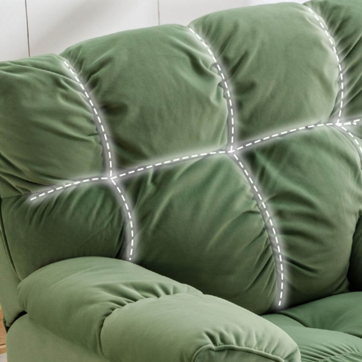 Art Deco Solid Color Metal Reclining Accent Chair with Non Rocking Base, Tufted Details, and Independent Foot Movement Secondary image