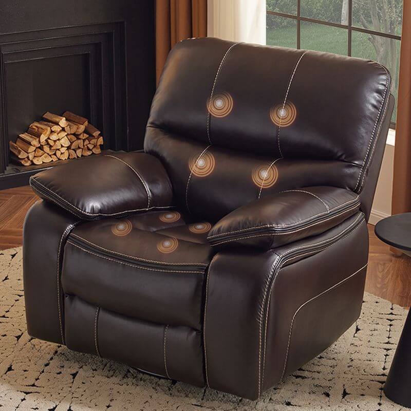 Art Deco Solid Color Recliner in Dark Tan