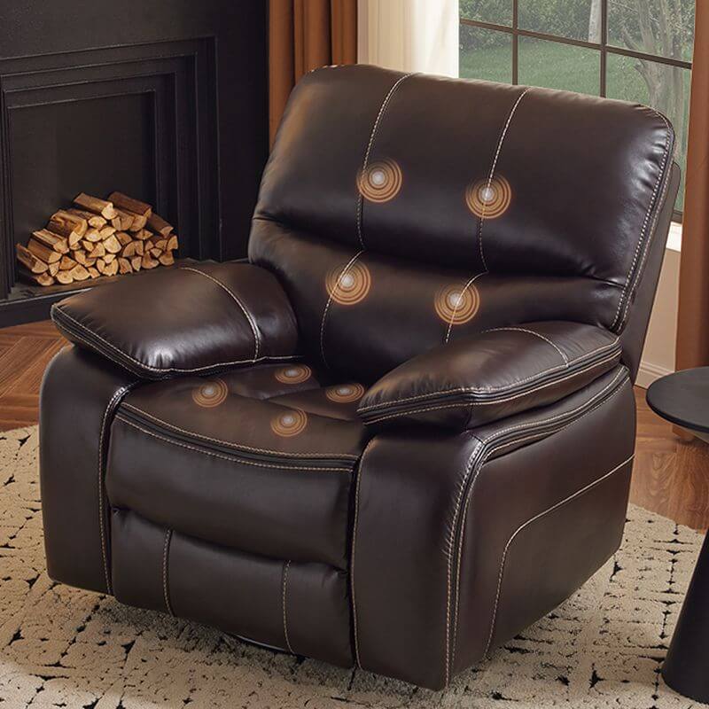 Art Deco Solid Color Recliner in Dark Tan Main image