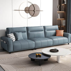 Decorative pillows on grey sofa