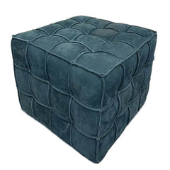 Compact cube ottoman with wood frame construction