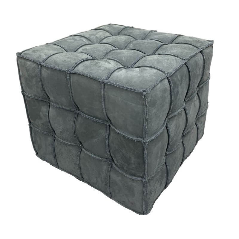 Olive green tufted cube ottoman in modern style