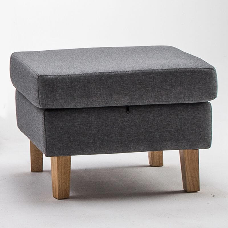 Stylish Standard Ottoman with Wood Legs