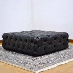 Decorative Tufted Ottoman with Leather