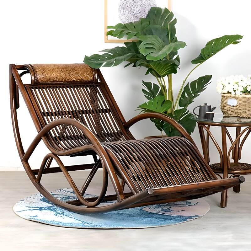 Art Deco wicker chair in light brown for porch decor