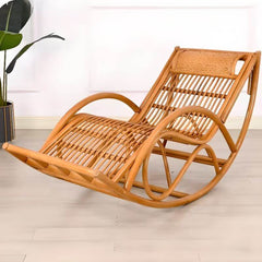 Art Deco influenced wicker chair on sunny porch