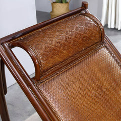 Rattan weaving detail of a stylish porch chair