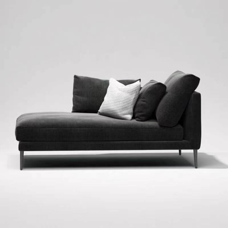 Art Deco Style Chaise Chair Living Room with Solid Color, Left-Arm Chaise, and Square Arm Secondary image