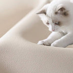 Light brown chaise chair with wood frame