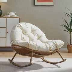 Art Deco upholstered rocking chair in natural color