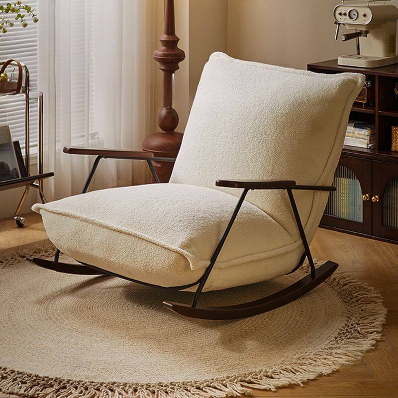 Art Deco rocking armchair in elegant white upholstery Image principale du produit