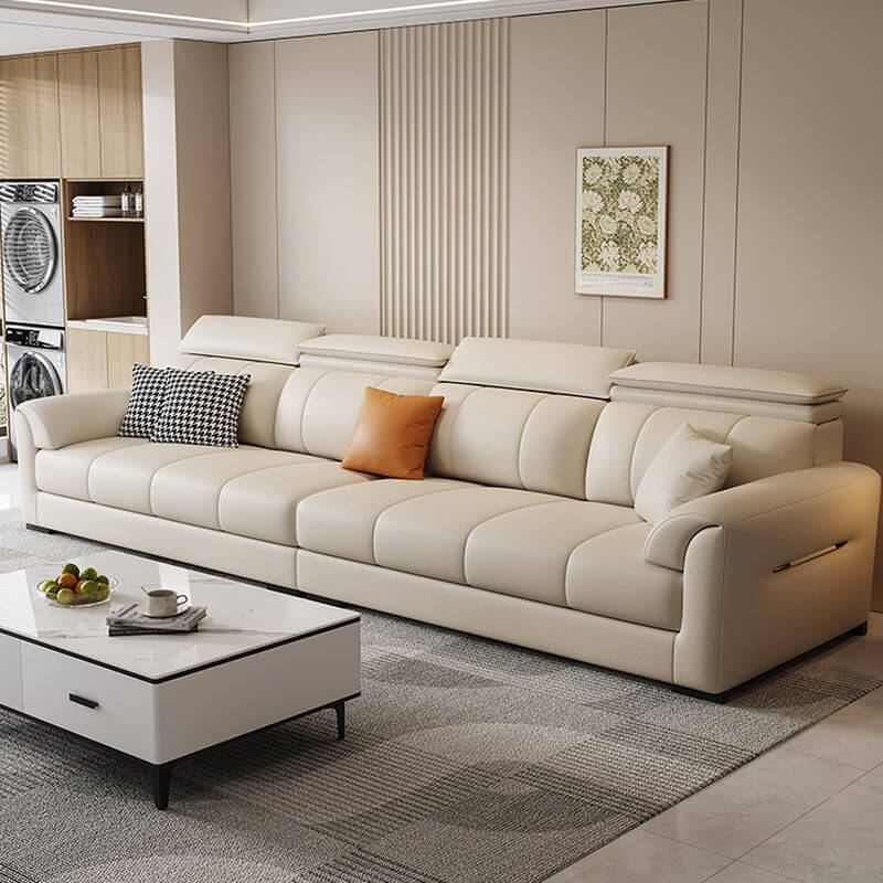 Art Deco Beige Sofa Front View Imagen principal del producto