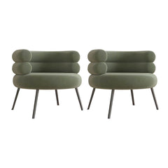 Green upholstered vanity stool in modern style