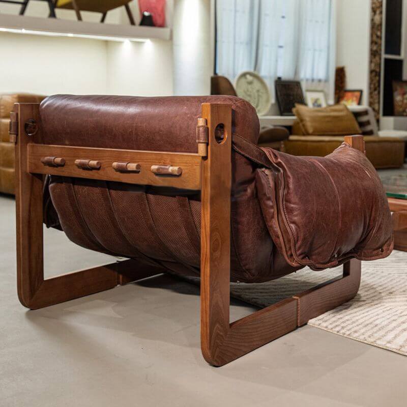 Fauteuil à accoudoirs en frêne avec dossier biscuit et salon de dessin pour 1 personne Image secondaire du produit