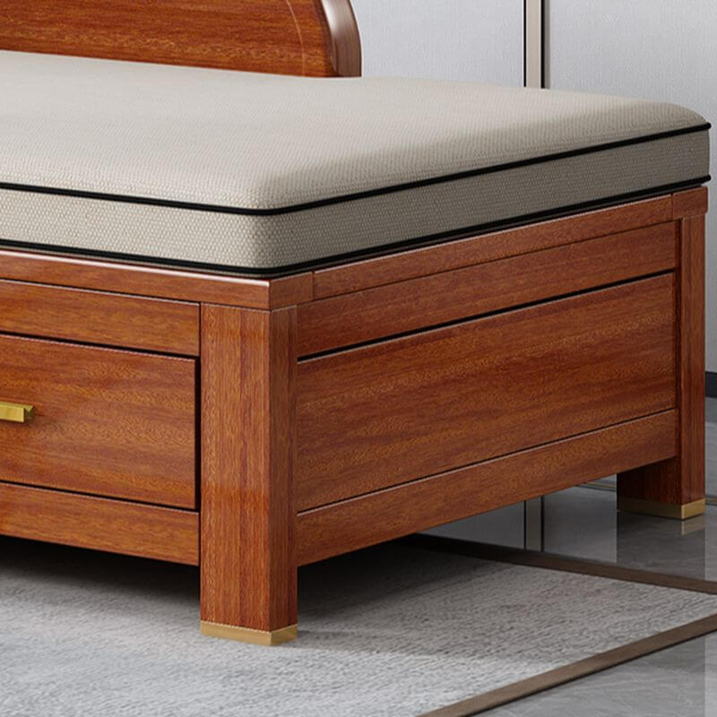 張地のシェーズ ウォールナット材のラウンジチェア 寝室用 引き出し付き収納 サブ画像