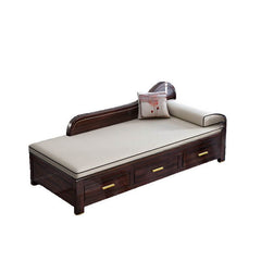 Durable wooden frame chaise lounge in brown finish