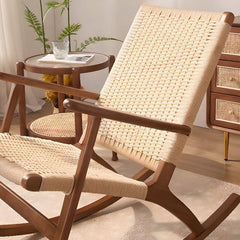 Asian style wicker porch rocking chair in black