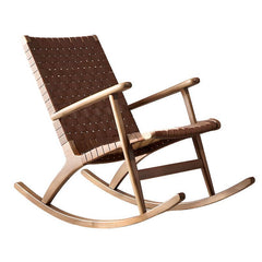 Natural and white wicker rocking chair