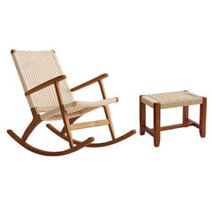 Relaxing wicker rocking chair perfect for outdoor spaces