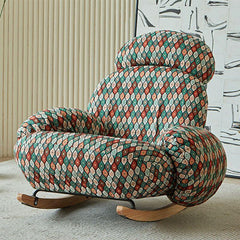 Stylish indoor rocking chair in white upholstery