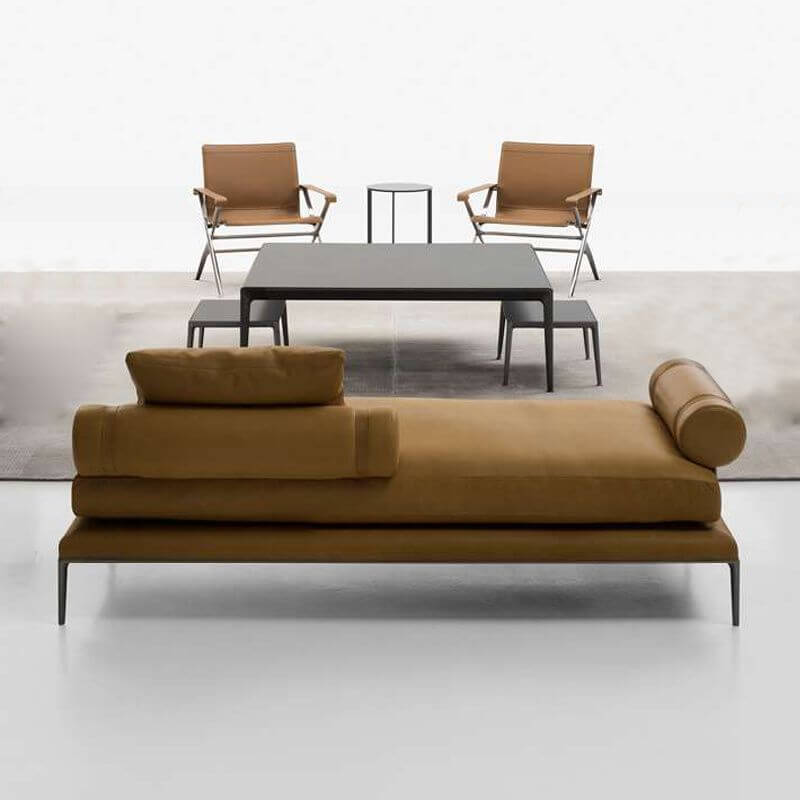 Modern upholstered living room bench with arms