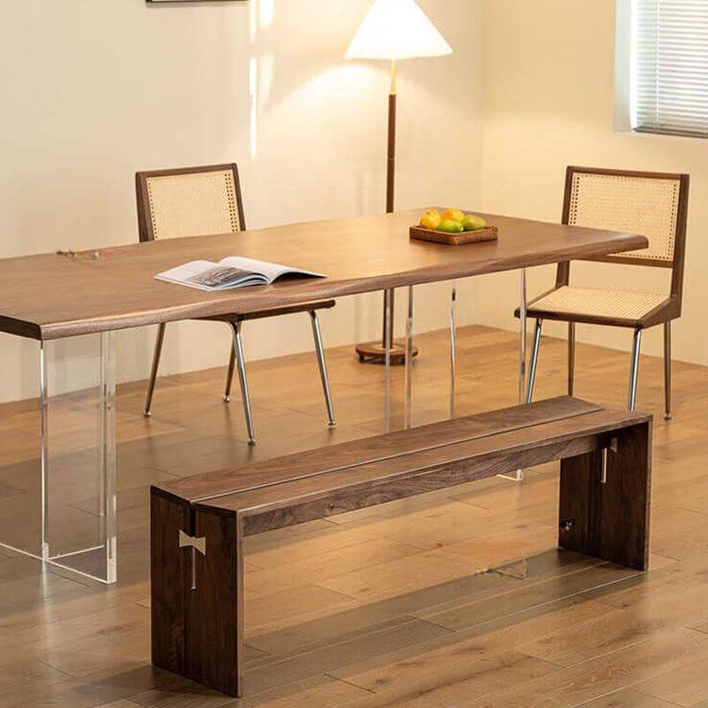 Modern style dining bench in walnut finish