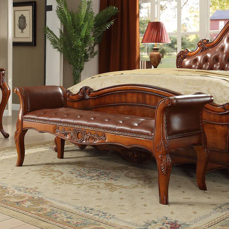 Azure Bohemian bench seat with flower design Image principale du produit