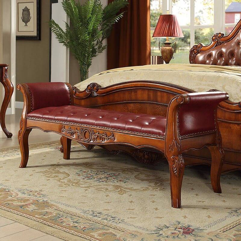 Banc intérieur azuréen bohème fleuri avec accoudoirs, design à tête de clou et détail piqué Image secondaire du produit