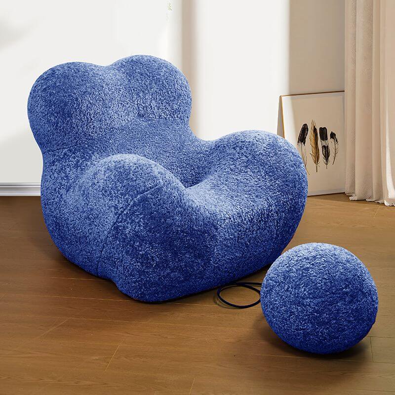 Sillón Resistente a las Manchas Color Sólido Azul/Verde Oliva/Metálico con Respaldo Fijo y Reposapiés Imagen secundaria del producto